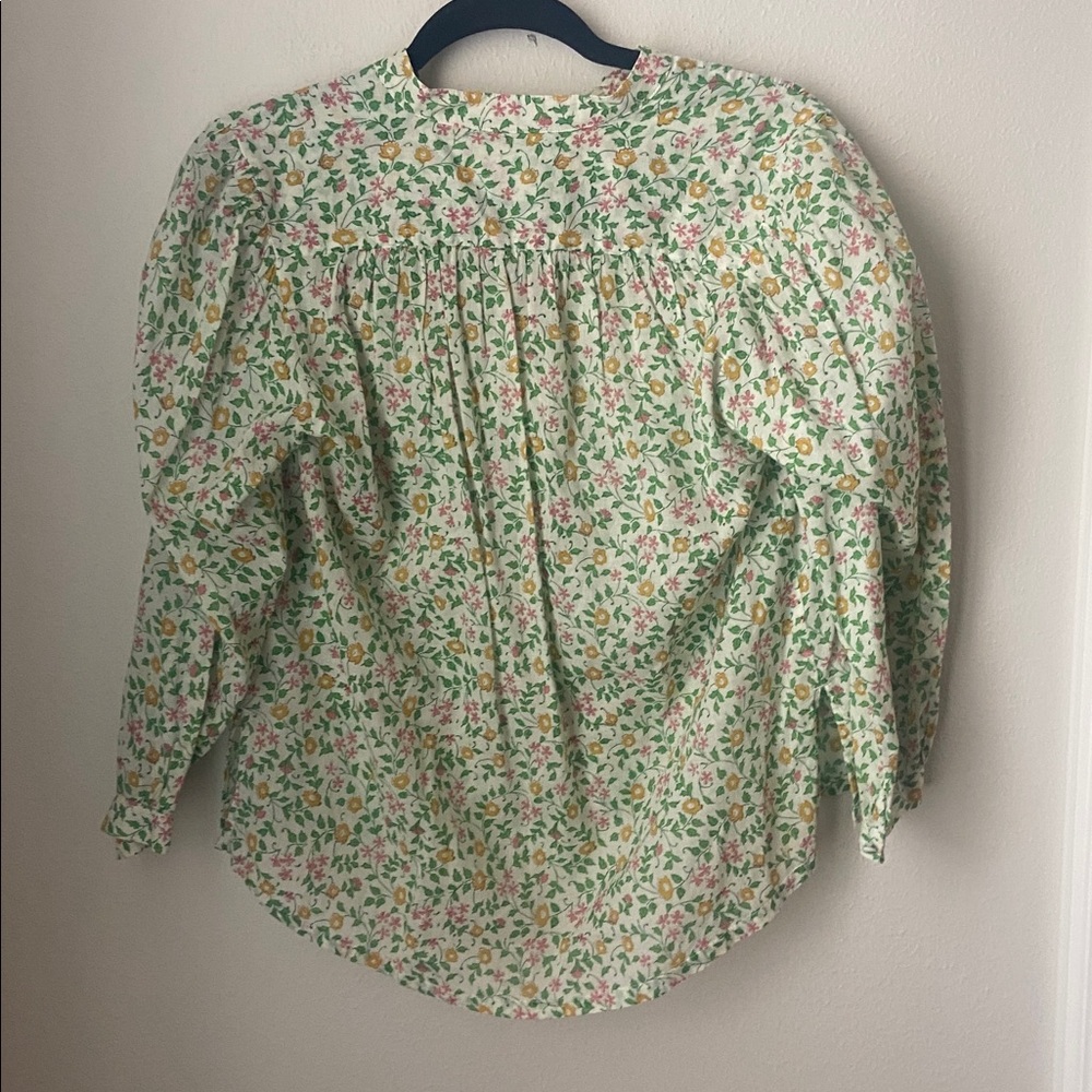 Trovata Birds of Paradis Bailey Blouse Spring Ivy Floral Cotton Top XS - Picture 3 of 5